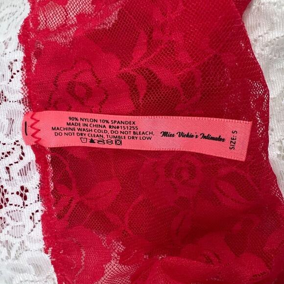 Miss Vickie's Intimates All Over Lace Red White Trim Womens Size Small 5/$25 - Picture 3 of 5